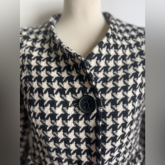 Magaschoni Wool Y2k Houndstooth Black & White Blazer Jacket Buttons Lined Small - Picture 2 of 10